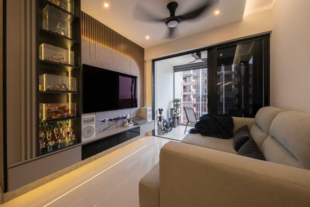 Contemporary Living Room with TV Console and Sofa