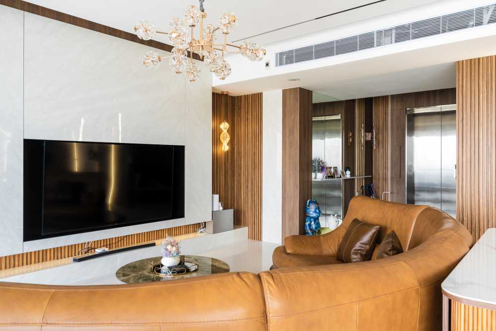 Modern Living Room with TV Console and Feature Wall