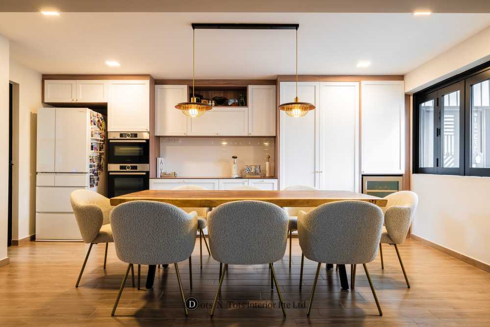 Scandinavian Kitchen with Vinyl Flooring and Kitchen Window