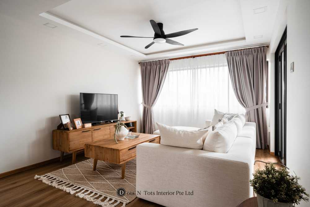 Scandinavian Living Room with Vinyl Flooring and TV Console