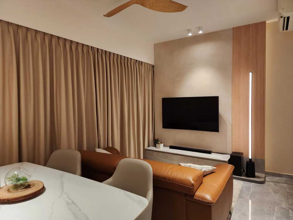 Contemporary Living Room with TV Console and Sofa