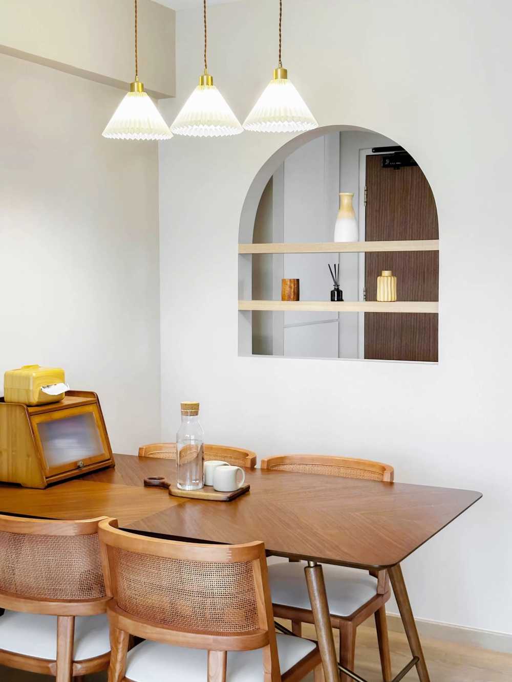 Scandinavian Entryway with Shoe Cabinets and Doors