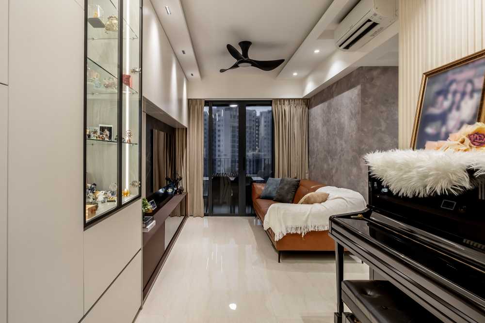 Contemporary Living Room with TV Console and Feature Wall