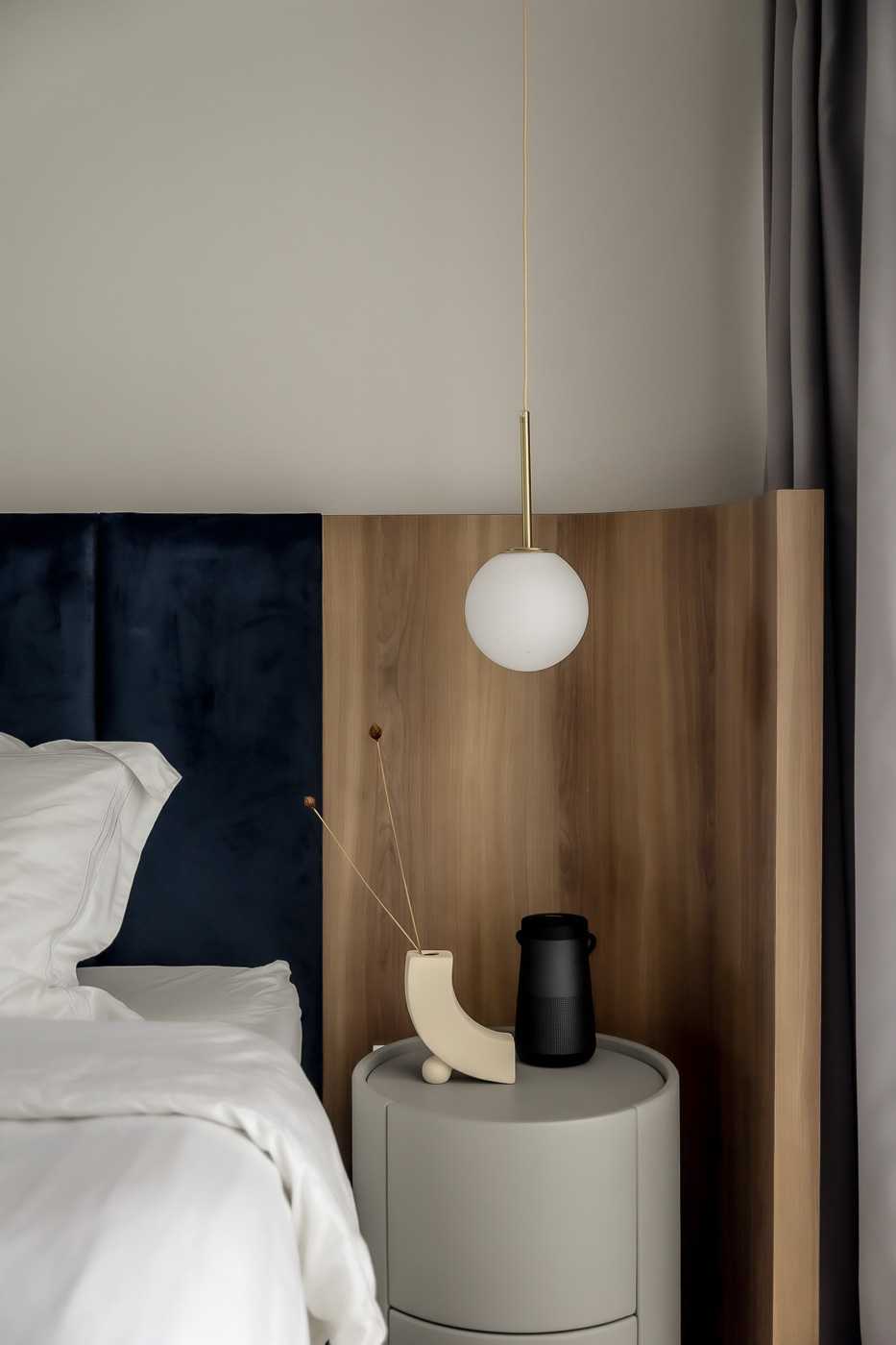Modern Bedroom with Feature Wall and Side Table