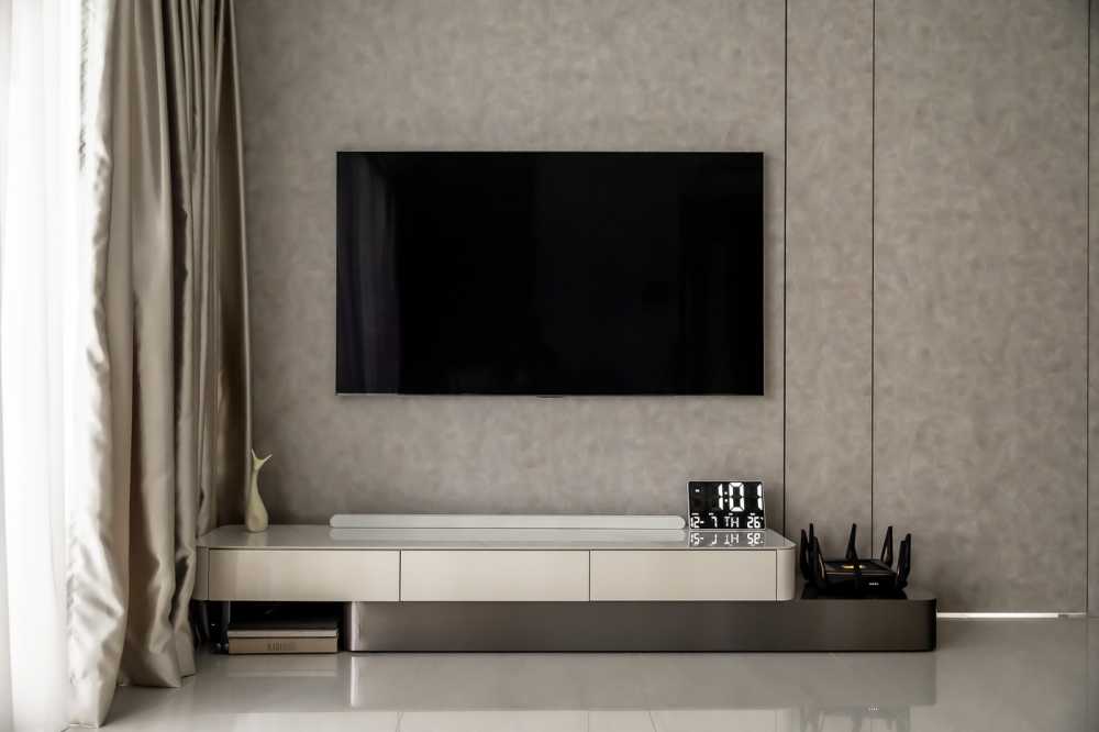 Modern Living Room with TV Console and Feature Wall