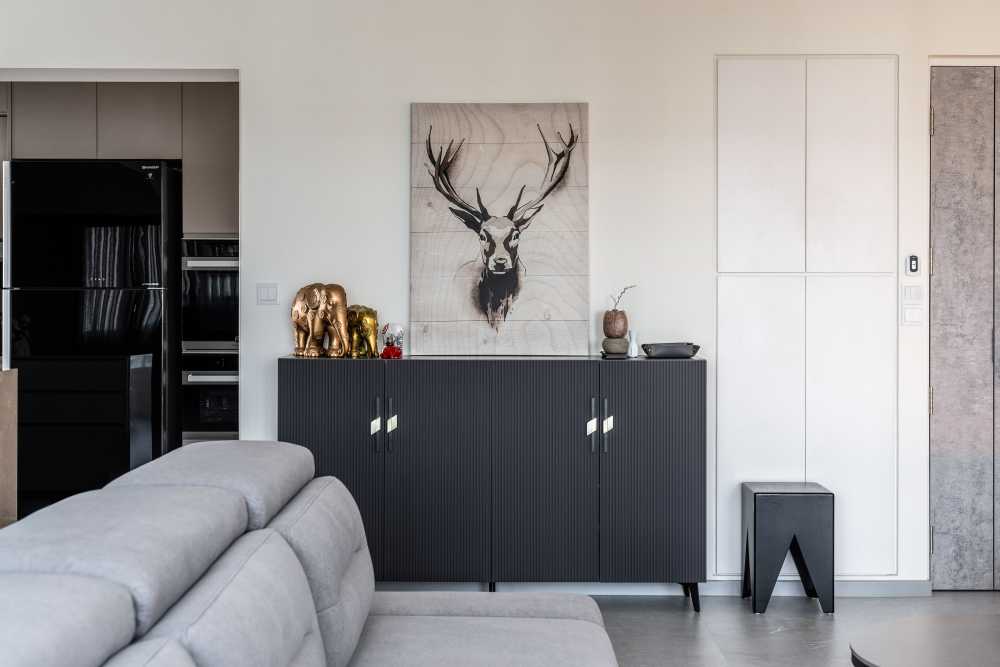 Contemporary Living Room with Wood Flooring and TV Console