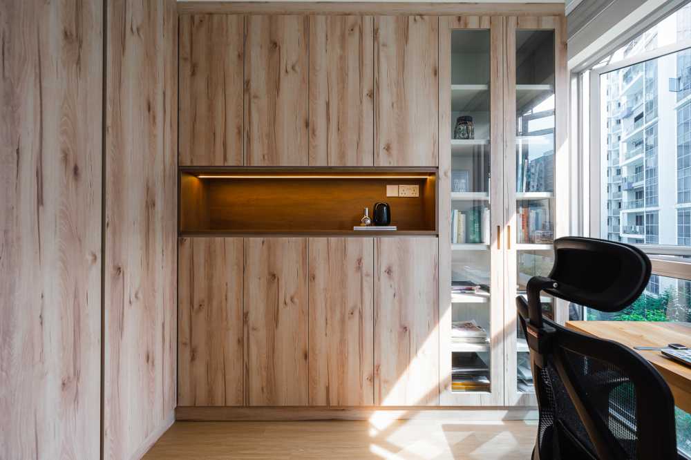 Country Home Office with Bookshelf and Desk Chairs