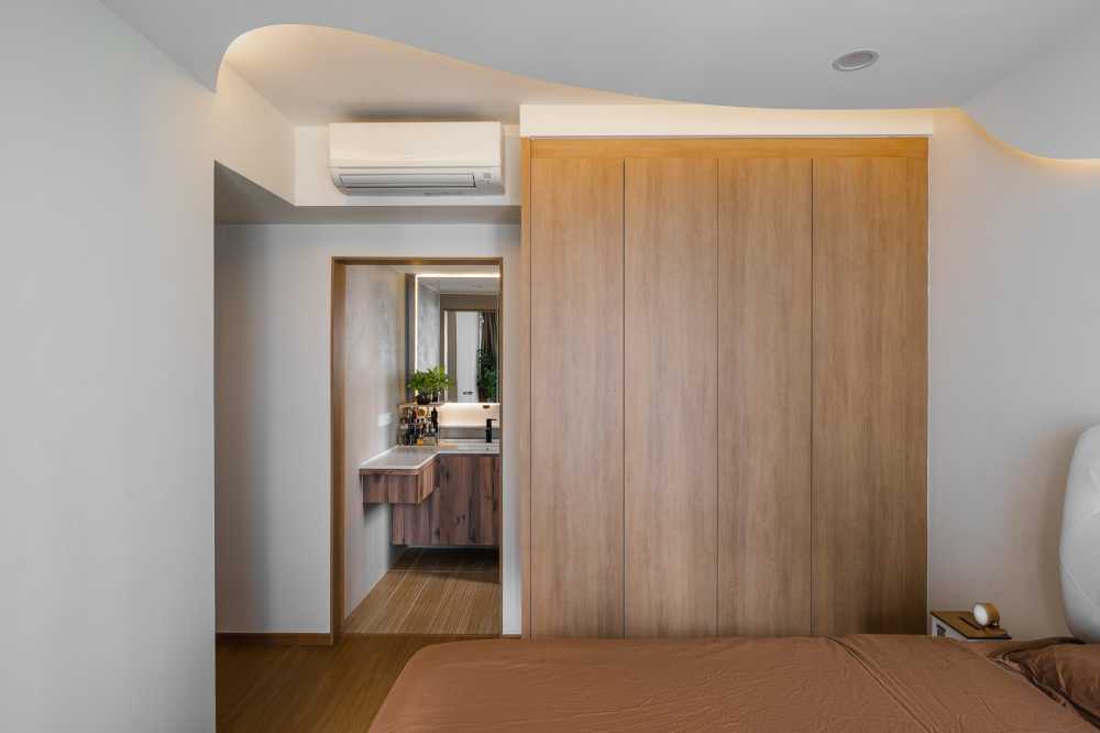 Country Bedroom with Parquet Floor and Wood Flooring