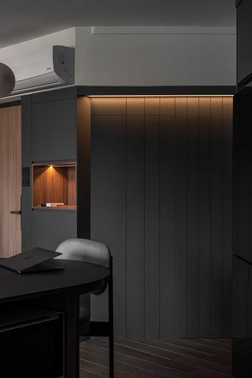 Contemporary Entryway with Seating Bench and Shoe Rack