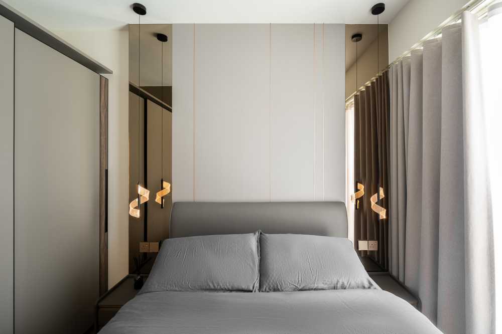Modern Bedroom with Ceiling Light and Downlights