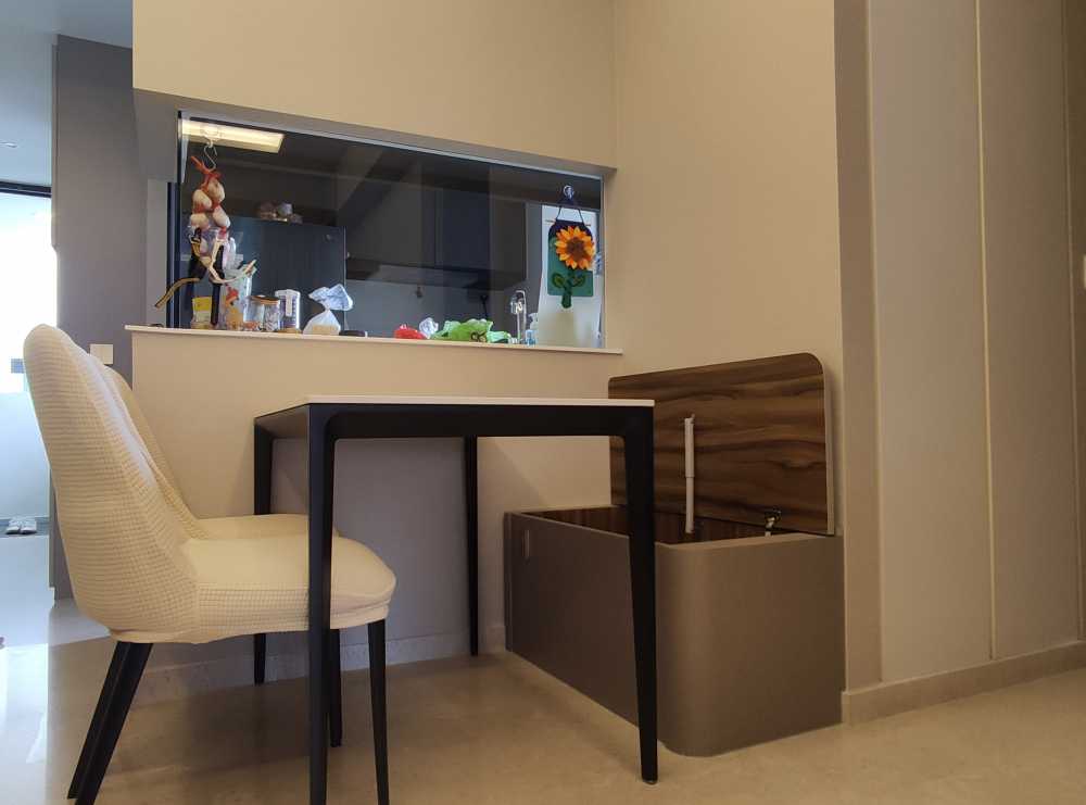 Scandinavian Living Room with Feature Wall and Mirror