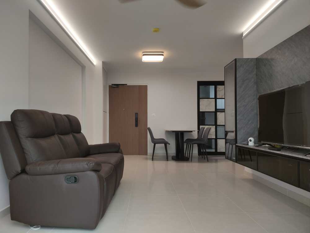 Scandinavian Living Room with Feature Wall and Coffee Table