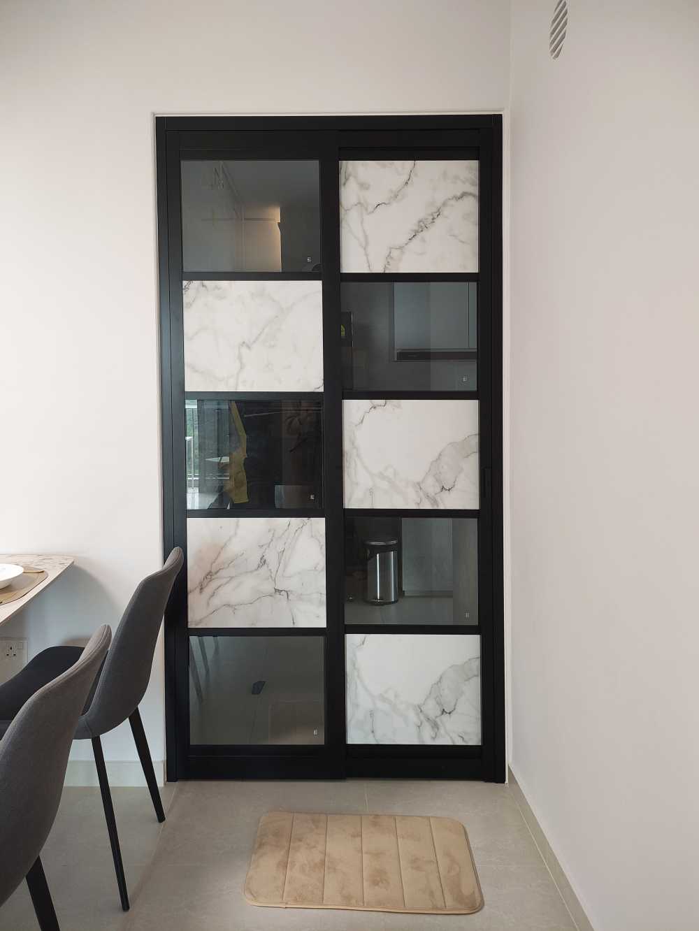 Scandinavian Kitchen with Granite Floor and Marble Floor