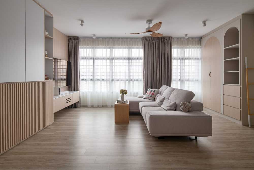 Scandinavian Living Room with TV Console and Sofa