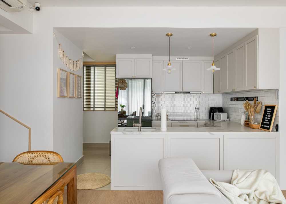 Country Kitchen with Countertop and Vinyl Flooring