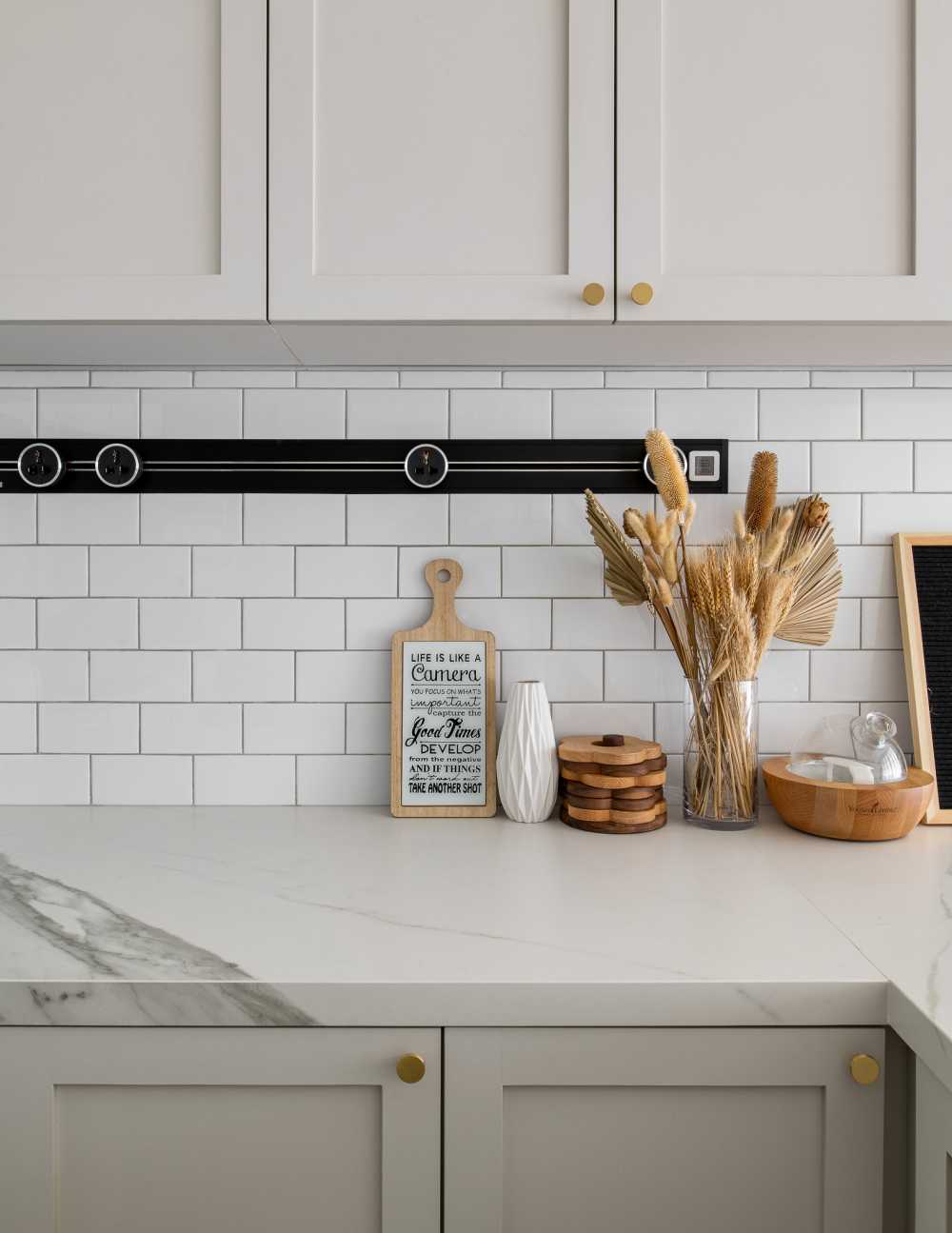 Country Kitchen with Countertop and Vinyl Flooring