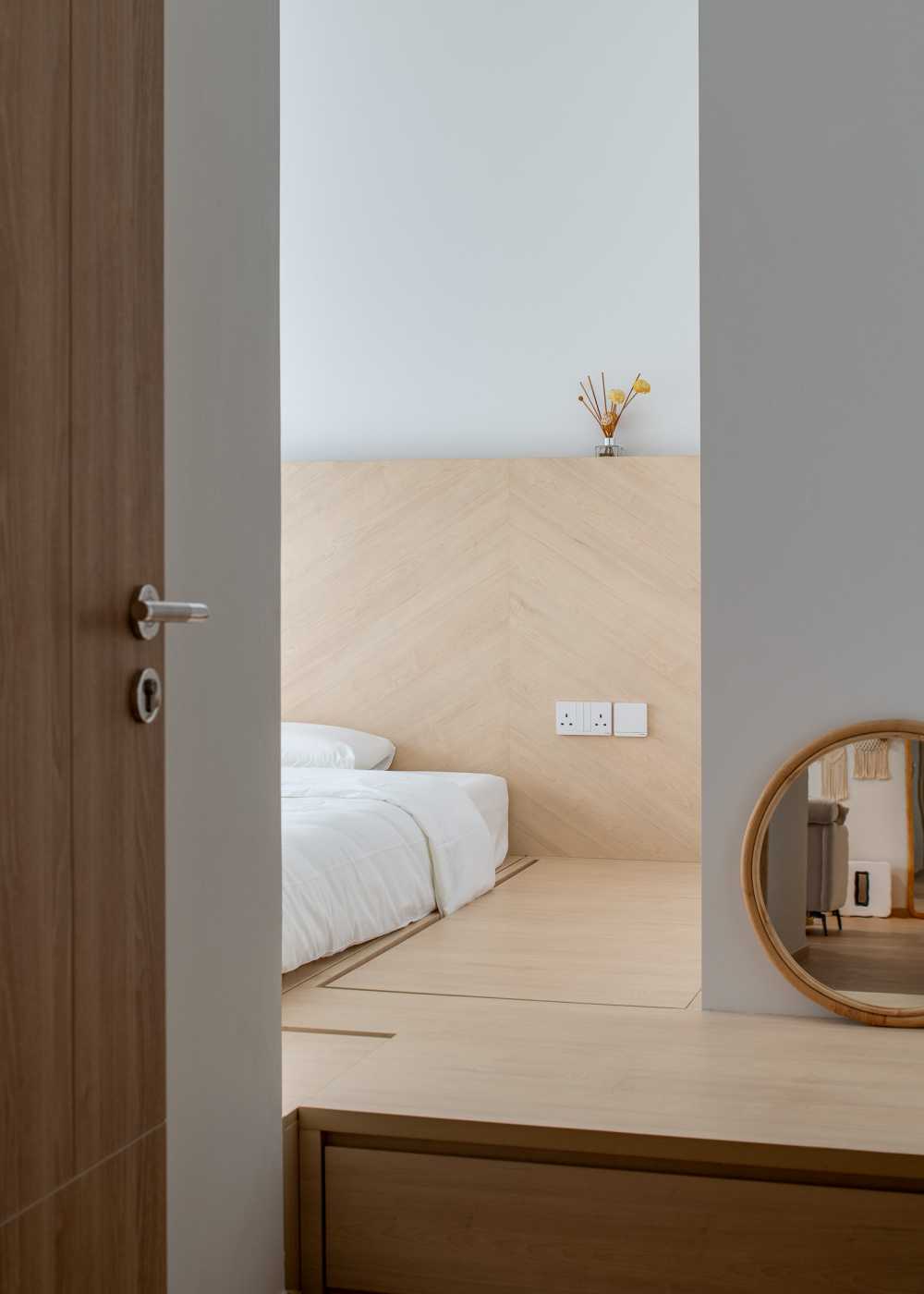 Country Bedroom with Platform Bed and Bed