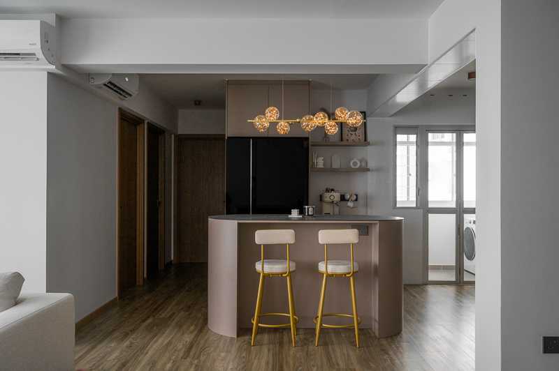 Scandinavian Kitchen with Countertop and Homogeneous Tiles