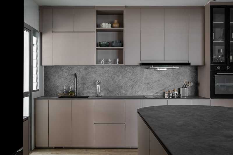 Scandinavian Kitchen with Countertop and Kitchen Window