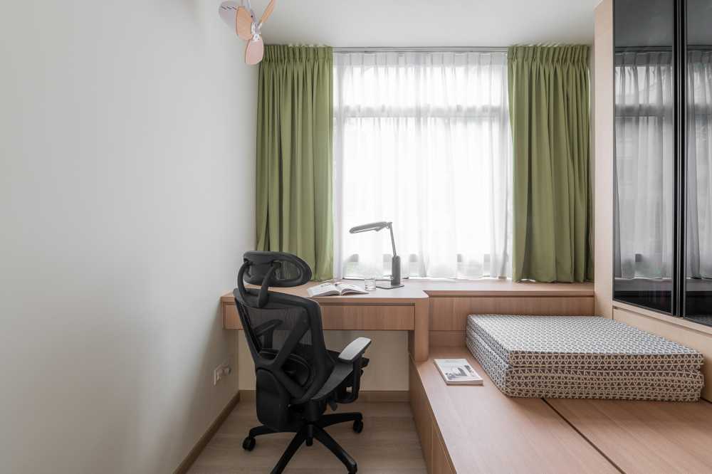 Scandinavian Kids Room with Platform Bed and Children's Storage