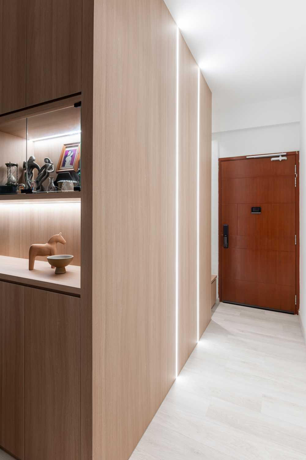 Scandinavian Entryway with Mirror and Shoe Rack