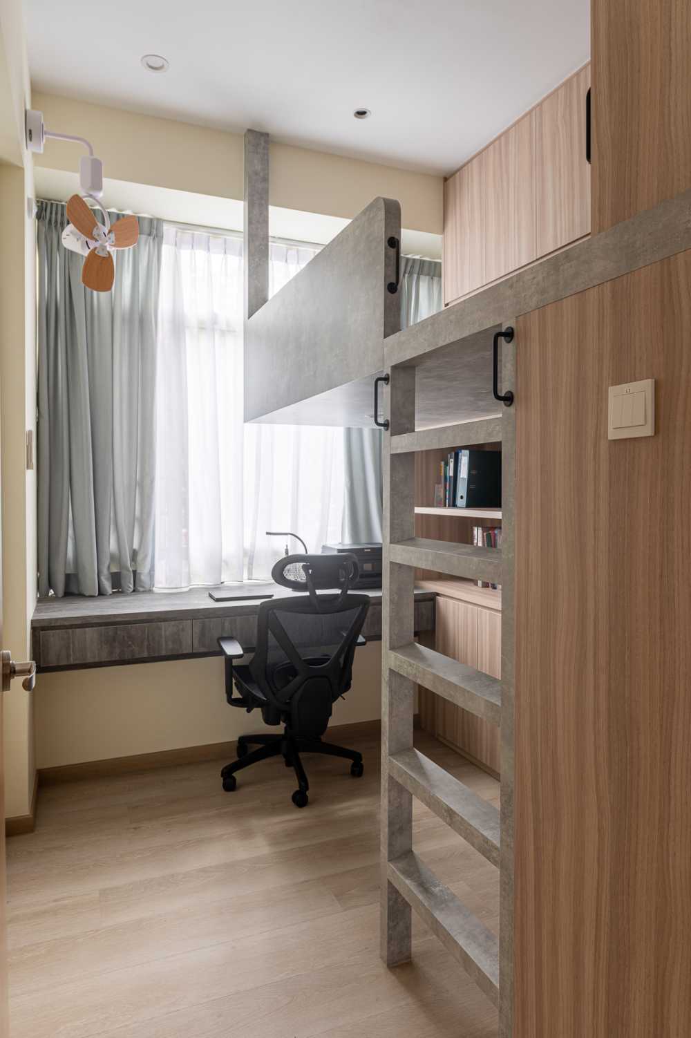 Scandinavian Kids Room with Platform Bed and Children's Storage