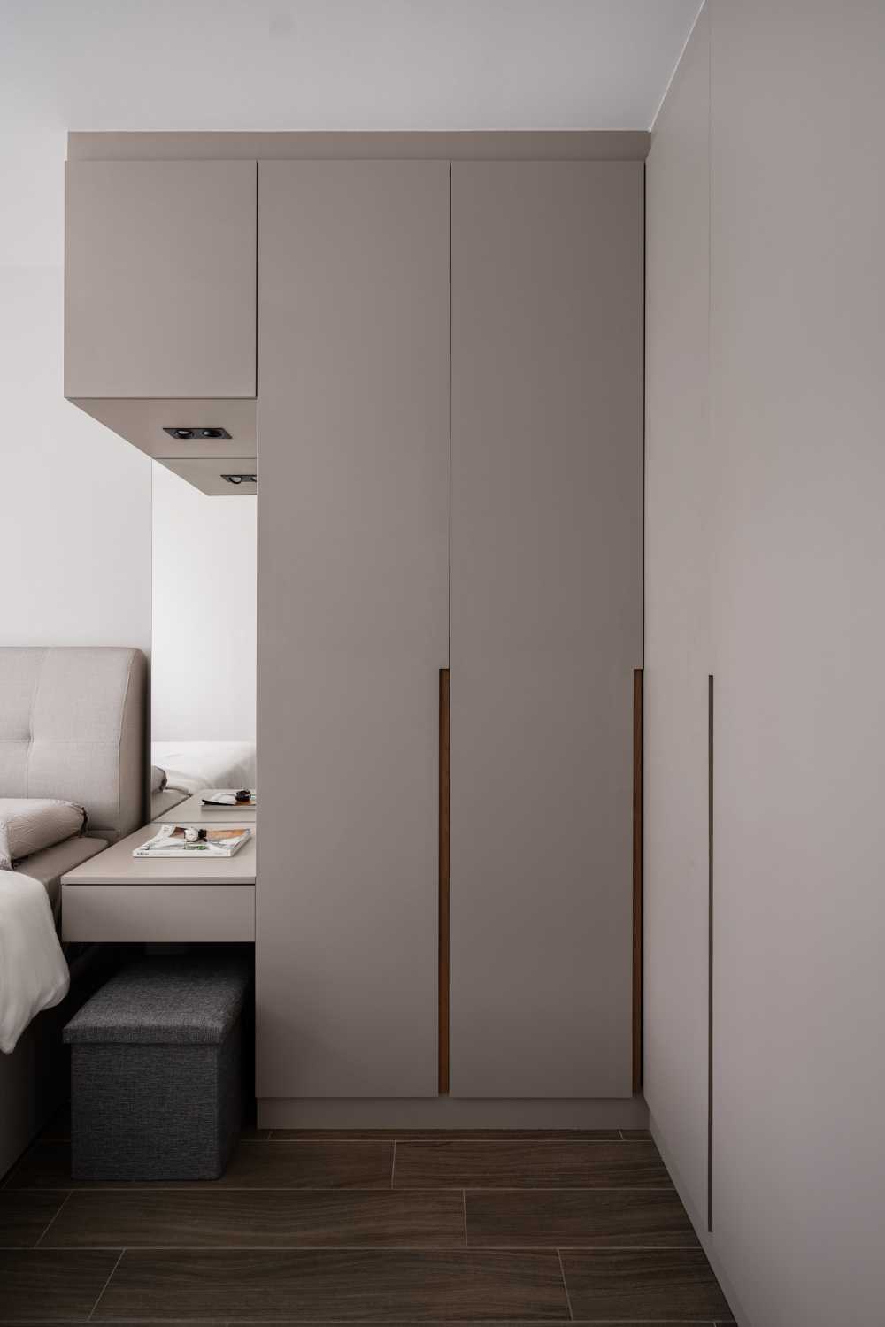 Scandinavian Bedroom with Bookshelf and Platform Bed