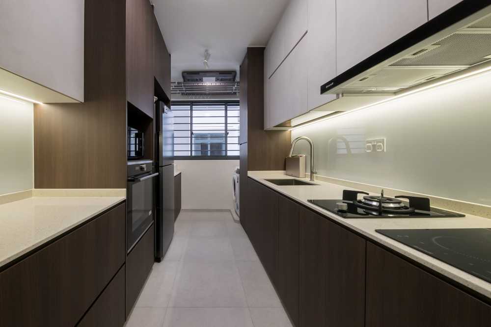 Scandinavian Kitchen with Kitchen Window and Cupboard