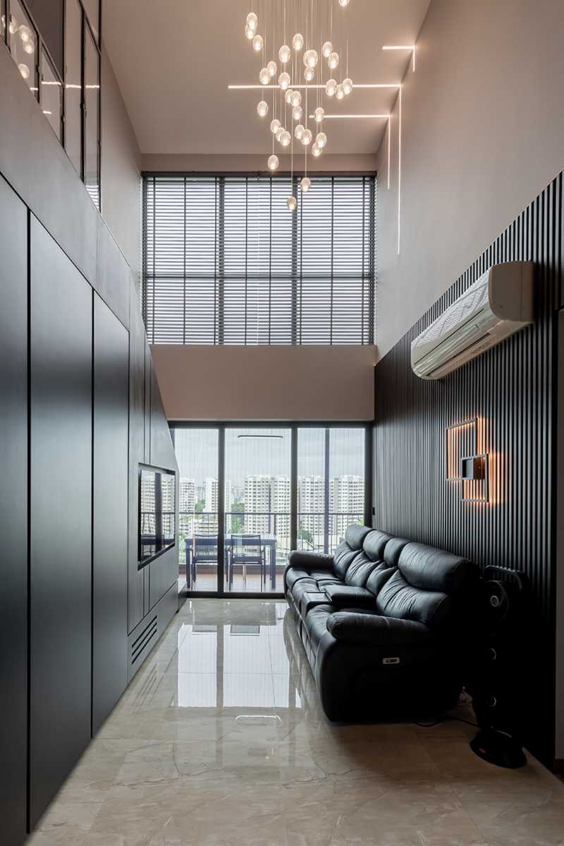 Minimalist Living Room with Drop Light and Sofa