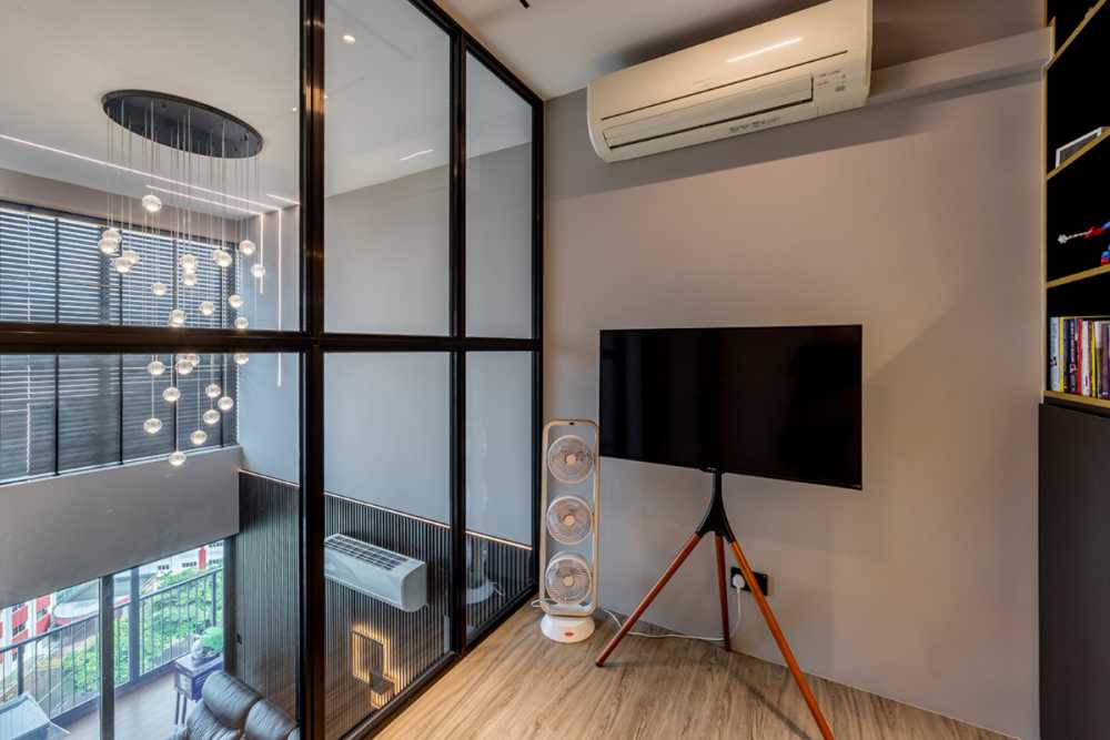 Minimalist Home Theatre with TV and Lighting