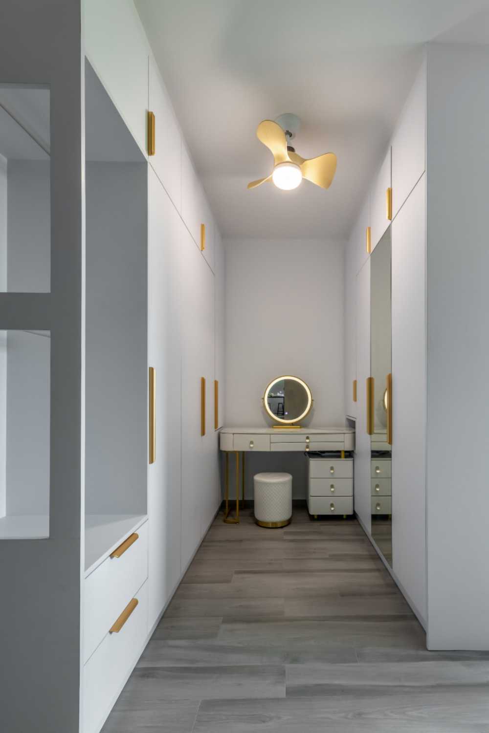 Modern Walk-in Wardrobe with Mirror and Wardrobe