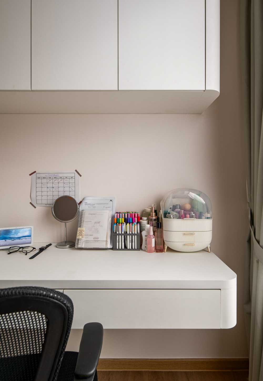 Contemporary Study with Bookshelf and Storage Cabinets