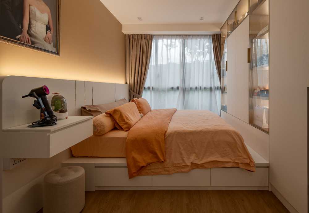 Contemporary Bedroom with Wardrobe and Built-in Bed