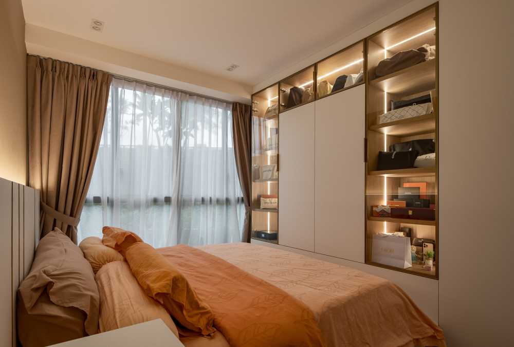 Contemporary Bedroom with Platform Bed and Wardrobe