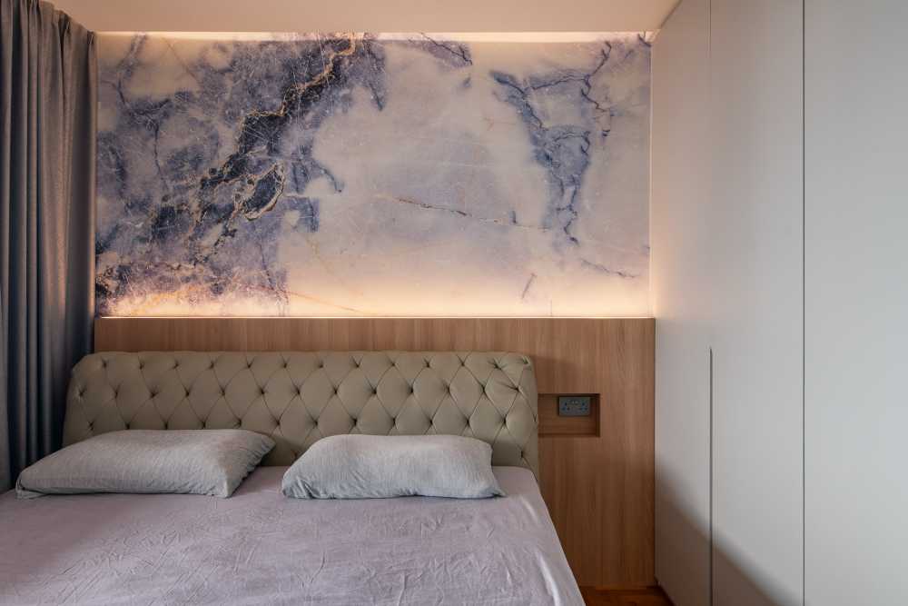Scandinavian Bedroom with Platform Bed and Wardrobe