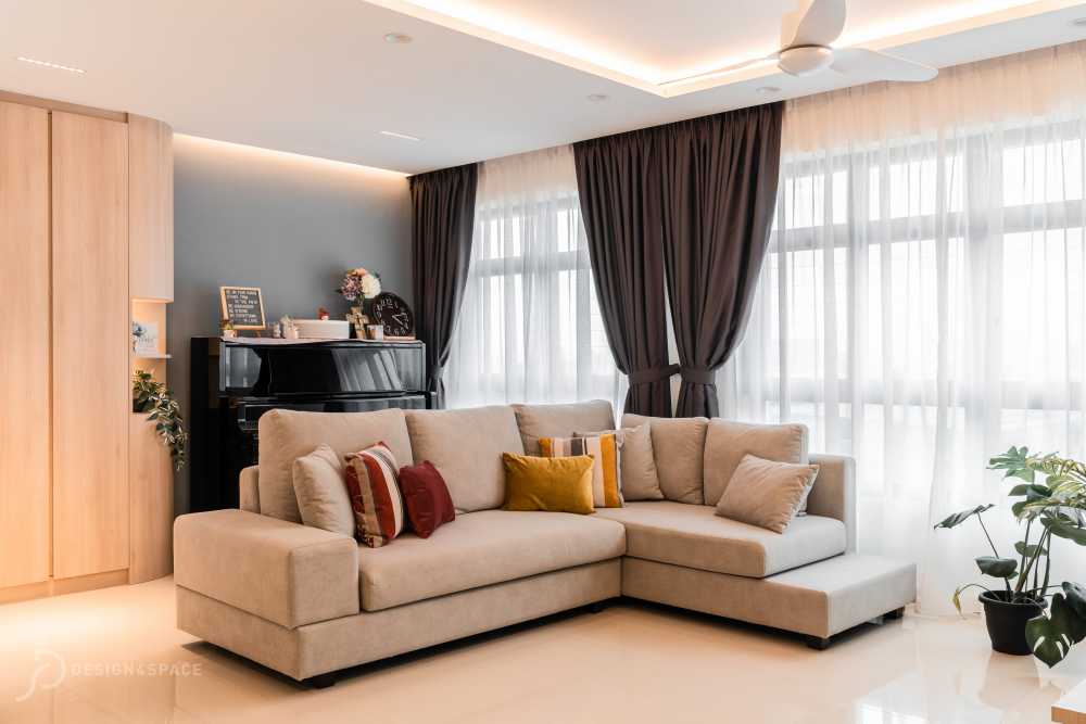 Contemporary Living Room with Vinyl Flooring and Homogeneous Tiles