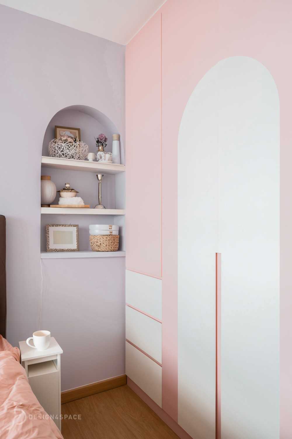 Contemporary Bedroom with Bookshelf and Platform Bed