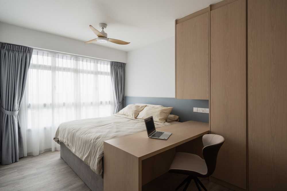 Scandinavian Bedroom with Wardrobe and Built-in Bed