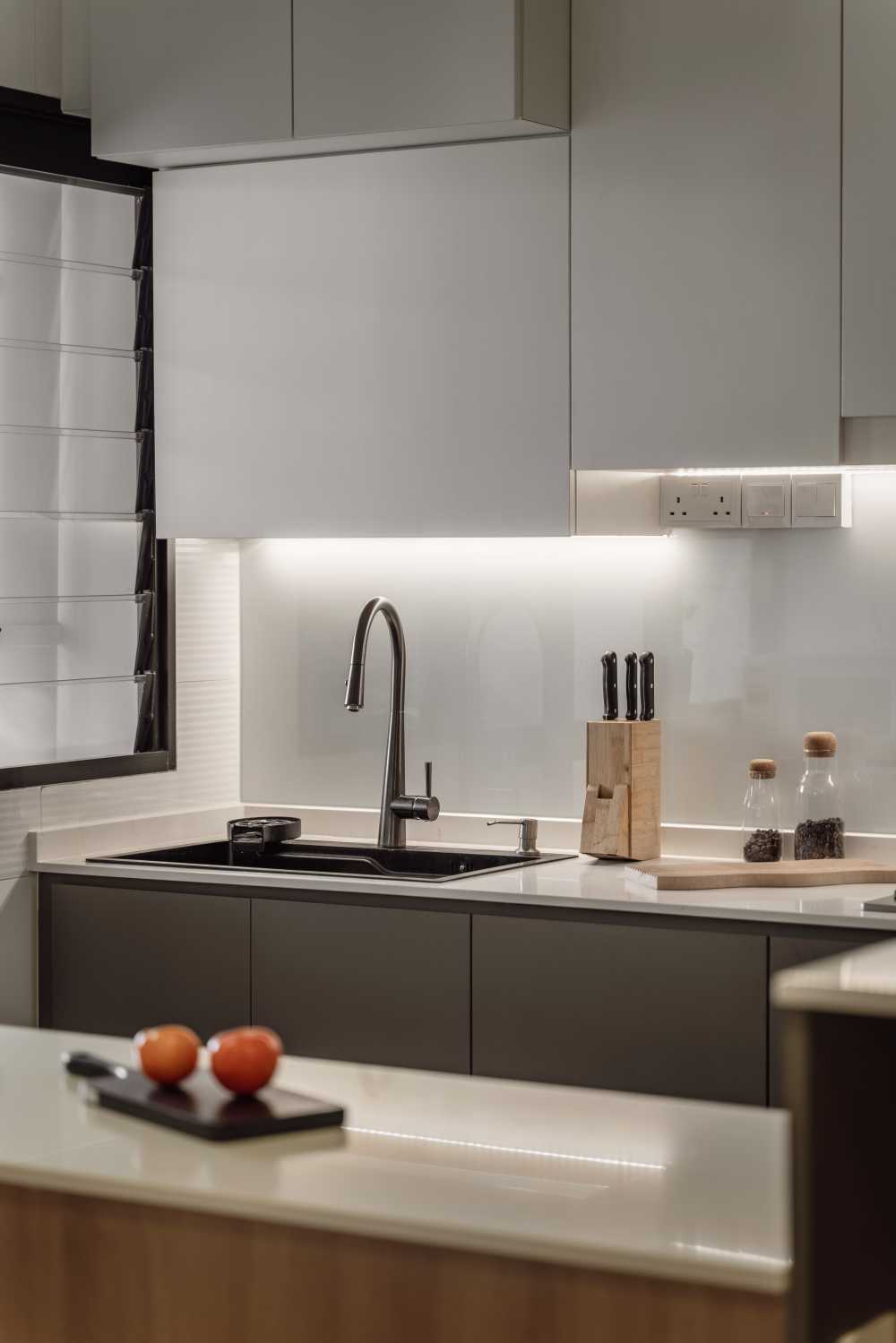Scandinavian Kitchen with Cupboard and Open Kitchen
