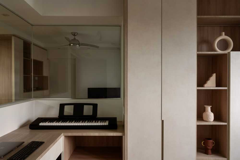 Scandinavian Home Office with Bookshelf and Bookcases