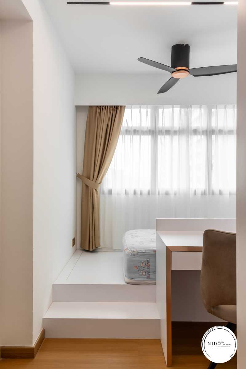 Modern Bedroom with Platform Bed and Vinyl Flooring