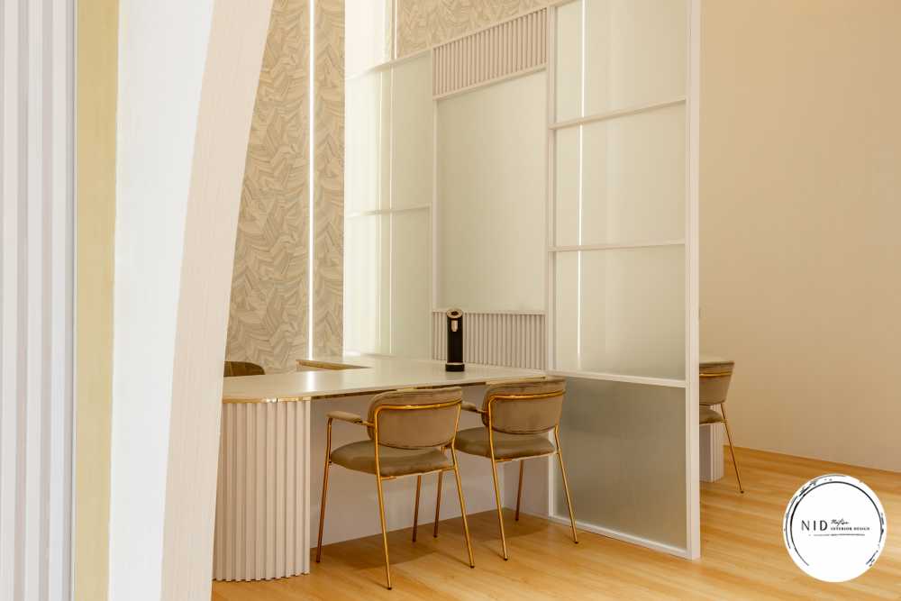 Minimalist Workstation with Desk and Desk Chairs
