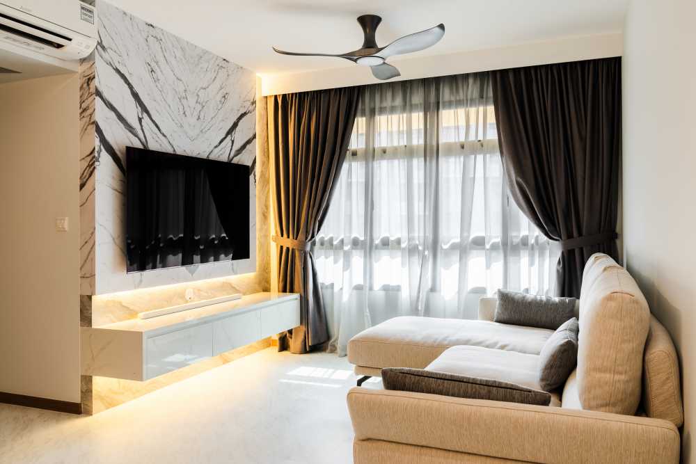 Modern Living Room with Feature Wall and TV