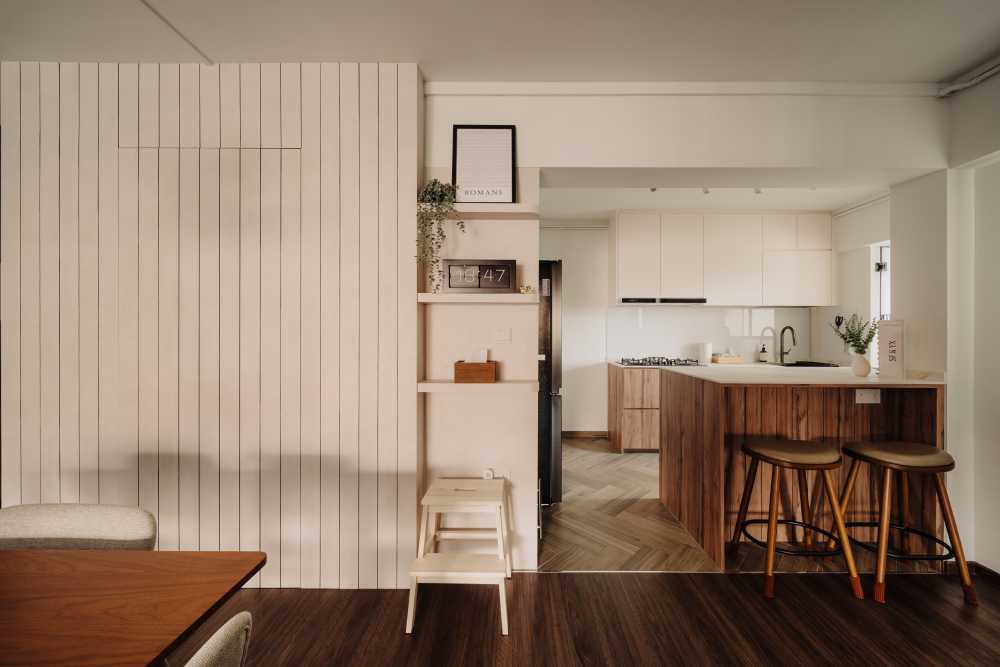 Contemporary Hallway with Bar Counter and Console Table