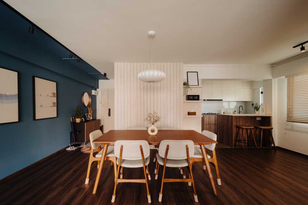 Contemporary Dining Room with Dining Table and Lighting