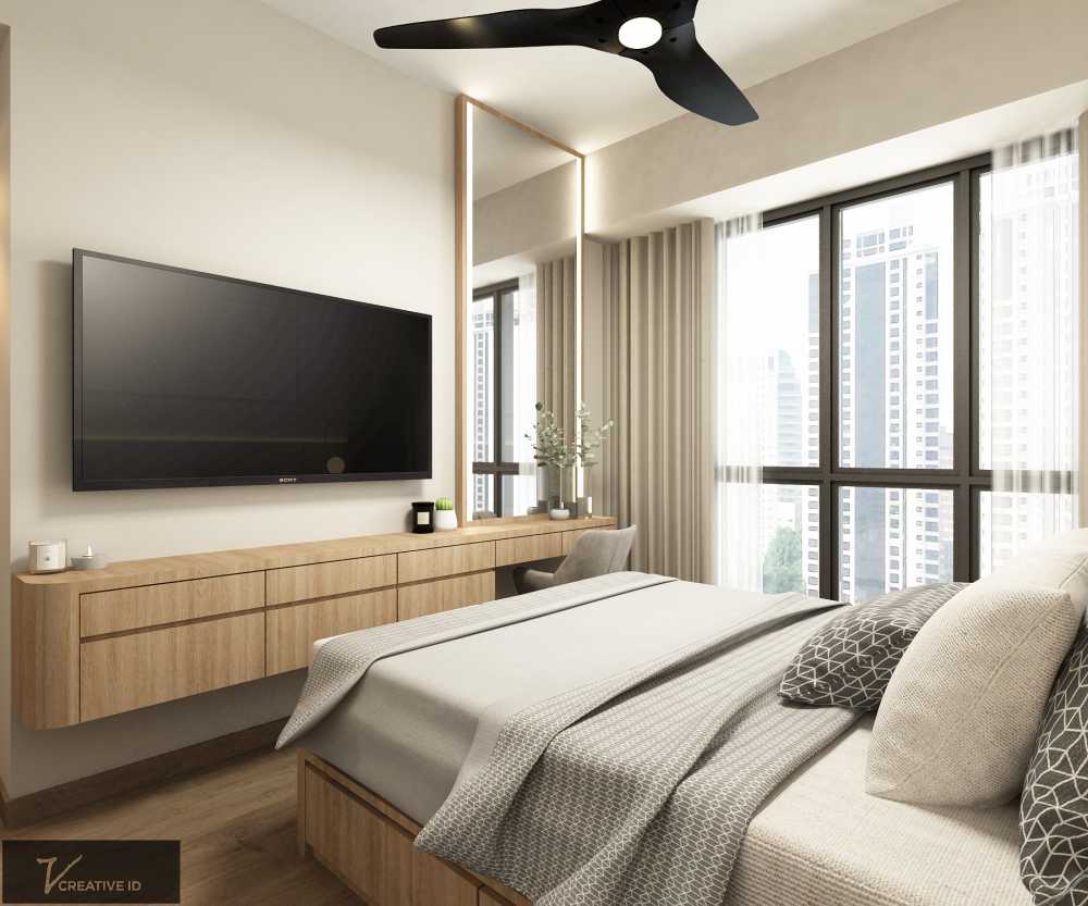 Contemporary Bedroom with Vinyl Flooring and Bedroom Dresser