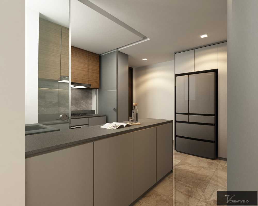 Contemporary Kitchen with Countertop and Kitchen Island