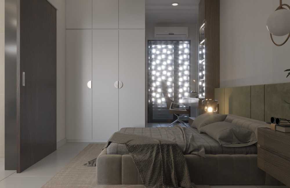 Transitional Bedroom with Closet and Queen Bed