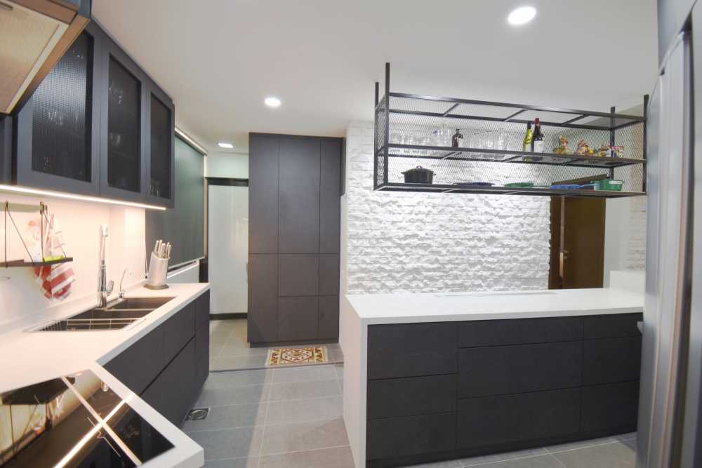 Industrial Kitchen with Countertop and Feature Wall