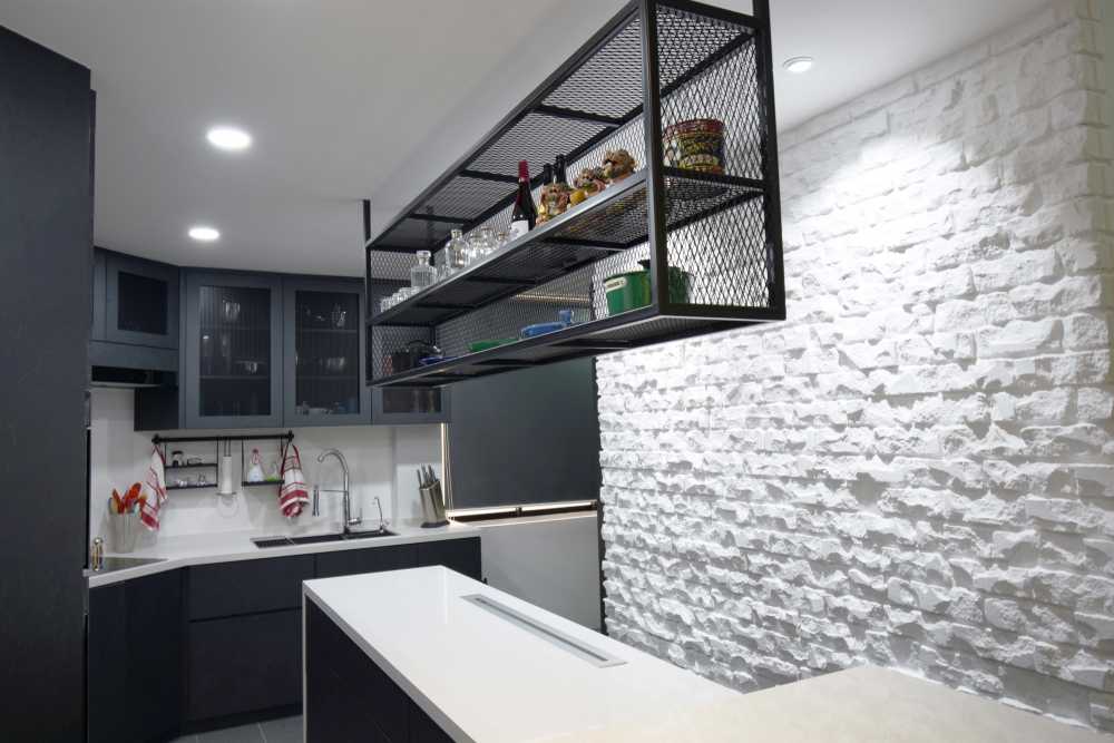 Industrial Kitchen with Countertop and Feature Wall